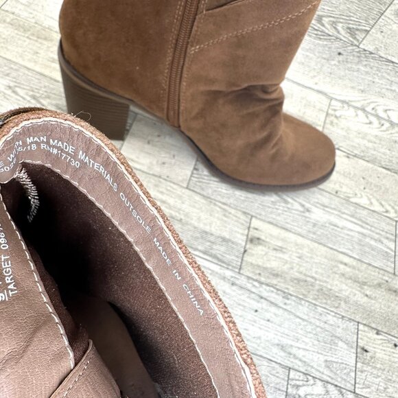 NWT Women's Universal Thread Size 9 Brown Ankle Booties Side Zip 3" Block Heels - Picture 9 of 11